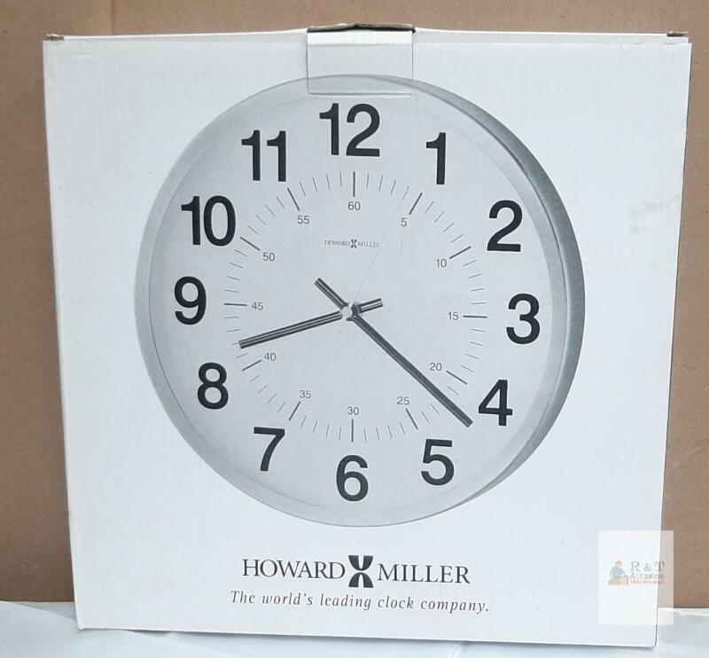 New in Box Howard Miller Easton 625-207 Wall Clock &ndash; 12" Spun Nickel-Finished Metal, Quartz Movement- MCM style Retails $100