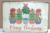 NEW 12" x 8" Decorative Metal "Merry Christmas" Sign with Multicolor Design