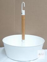 IKEA RISATORP Storage Basket, White Steel with Bamboo Handle, 13" x 9.5" x 4.3"