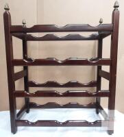 Bombay Company Solid Wood 12-Bottle Floor Wine Rack with Decorative Brass Finials, Dark Brown Finish