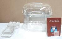 Guzzini Amanda Salad Bowl Set with Utensils and Lid, 9.5" x 9.5" x 4.5", Clear Lucite, Made in Italy