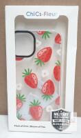 NEW ChiCs-Fleur F24 Eggberry iPhone 13/14 Case &ndash; Clear Strawberry MIL-STD 810G Drop Protection