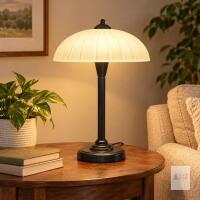 Black Metal Table Lamp with Frosted Glass Shade, 660W Max, 250V UL Listed ZE 810D- Preowned Great condition