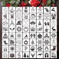 New 64Pcs Christmas Stencils for Painting , Reusable DIY Painting Templates
