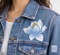 5 New JRYYR 8 * 8cm Lotus FlowersEmbroidery Fabric Patch Ironing