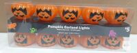 NEW Pumpkin Garland Lights, Battery Operated, 10 LED String, 4.43 ft, Halloween Jack-o-Lantern Decor