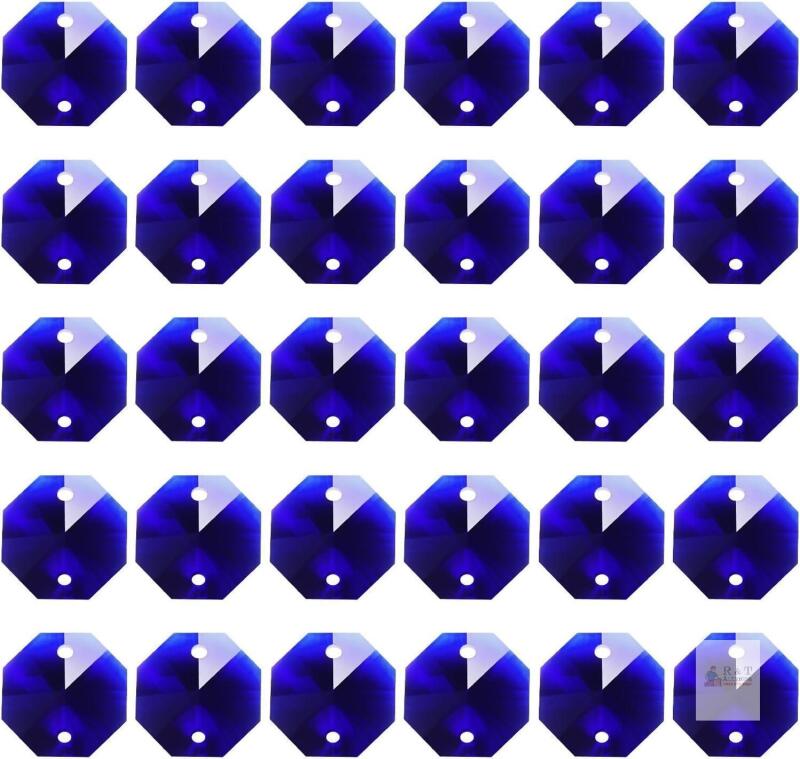 New PATIKIL K9 Crystal Octagon Beads 2 Holes Pendants 14mm Dark Purple 60 Pack