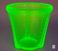Vintage Uranium Glass Measuring Cup, 2 Cups, 1930s&ndash;1940s, Glows Under UV Light