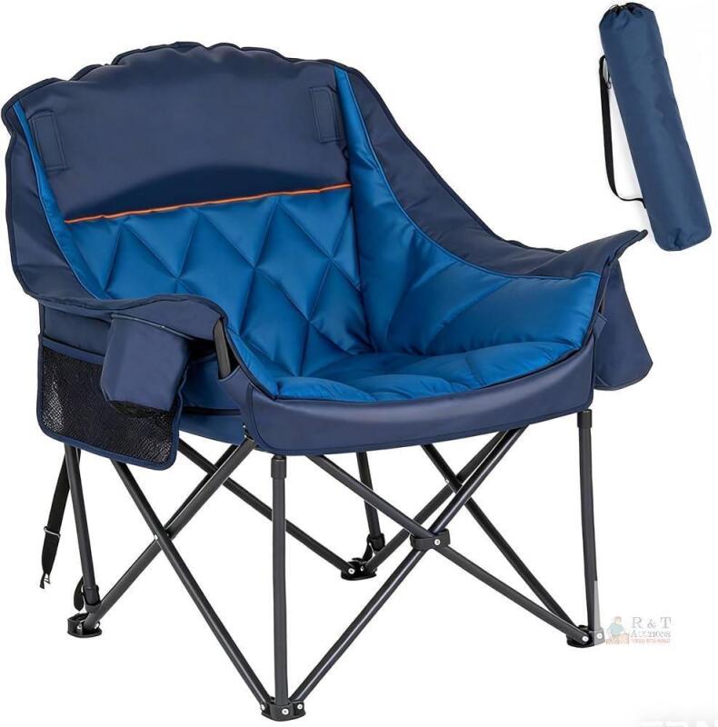 NEW Sogesfurniture Oversized Camping Chair, 500 lb Capacity, Padded, Steel Frame, Blue