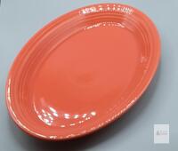 Fiesta&reg; Large Oval Serving Platter in Scarlet &ndash; 13.63" x 9.5" &ndash; Microwave, Dishwasher, and Oven Safe