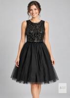 New Size Small Black Sequin & Tulle Sleeveless Party Dress