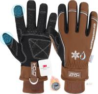 New XL HANDLANDY Insulated Work Gloves, Ware-Resistant Leather Palm Winter Work Gloves