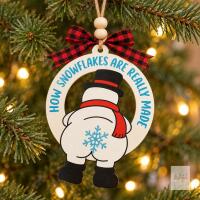 New in package 4" Christmas Snowman Wooden Ornament Craft Kit with Plaid Ribbon, DIY Holiday Decoration, New