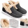 New Cozy Charcoal Grey Faux Fur-Lined Moccasin Slippers with Non-Slip Soles &ndash; Size 42