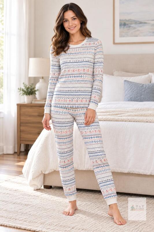NEW Carole Hochman Midnight 2-Piece Women's Pyjama Set, XS, Multi-Color, Cotton Modal Blend
