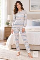 NEW Carole Hochman Midnight 2-Piece Women's Pyjama Set, XS, Multi-Color, Cotton Modal Blend