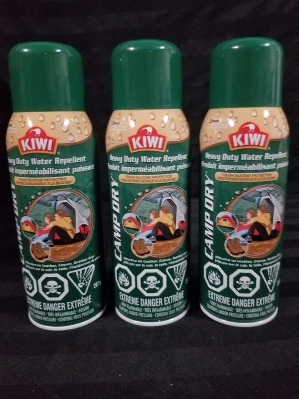 3 New KIWI CAMP DRY heavy duty water repellent 297g ea