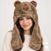 New Soft Brown Faux Fur Capybara Hat with 3D Ears, Embroidered Face & Long Ear Flaps