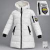 New XXL See back on second pic Yibaishun White Long Hooded Puffer Coat with Black Trim &ndash; XXL