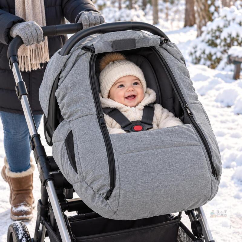 NEW Orzbow A240620 Winter Baby Car Seat Cover, Gray, Memory Fabric, Fits Infant Car Seats, 35"x18"