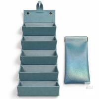NEW 2-Piece Blue Eyewear Storage Set &ndash; 5-Slot Folding Organizer & Glasses Pouch