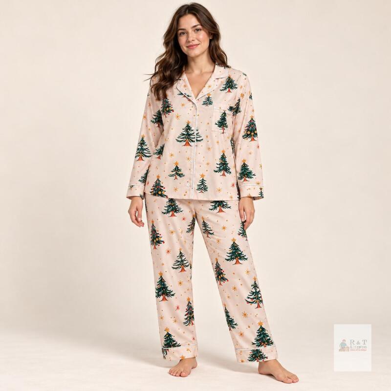 New size L, two-piece Christmas tree pajama set.