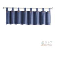 New Tucker Solid Button Window Kitchen Valance, Blue - 60"W x 15"L