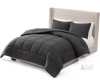 NEW UGG Leonora Queen 3-Piece Comforter Set Charcoal Gray, Full/Queen 90"x90", Down-Alternative Fill