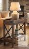 NEW Rustic Brown Narrow Side Table with USB & Power Outlets 21.7" x 9.85" x 21.7" Metal Frame - 3