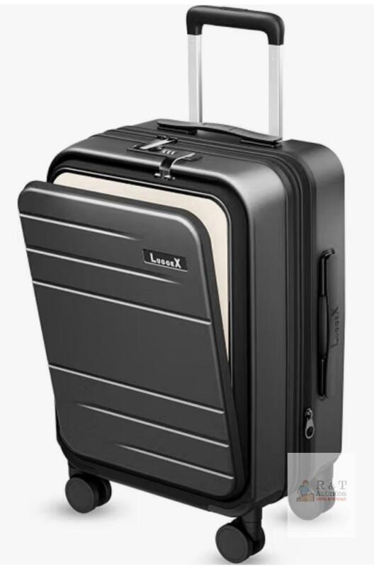 NEW LUGGEX FX Series FLO Carry-On 20" Black Polycarbonate, TSA Lock, Spinner Wheels, Front Pocket