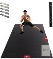 NEW HAPBEAR HB-EM03 Extra Large Exercise Mat 6'x4'x8mm with Resistance Bands