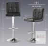 NEW Set of 2 Black Swivel Adjustable Height Bar Stools with Backrest - 2
