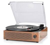 NEW Seasonlife Vinyl Record Player, 3-Speed Belt-Drive, Bluetooth, Built-in Stereo Speakers, Wood Finish