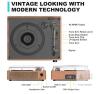 NEW Seasonlife Vinyl Record Player, 3-Speed Belt-Drive, Bluetooth, Built-in Stereo Speakers, Wood Finish - 2