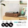 NEW Seasonlife Vinyl Record Player, 3-Speed Belt-Drive, Bluetooth, Built-in Stereo Speakers, Wood Finish - 3