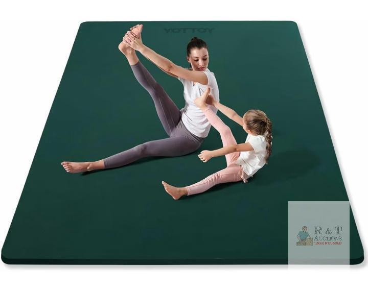 NEW YOTTOY Extra Wide TPE Exercise Mat, 75" x 52" x 0.5", Dark Green