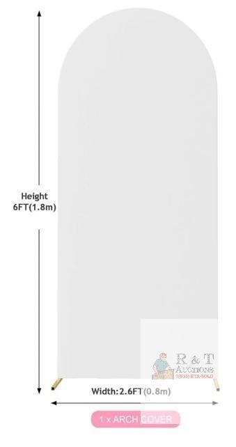 NEW Wokceer 6FT Gold Metal Arch Backdrop Stand with White Cover, Event Decor, 2.6FT Wide