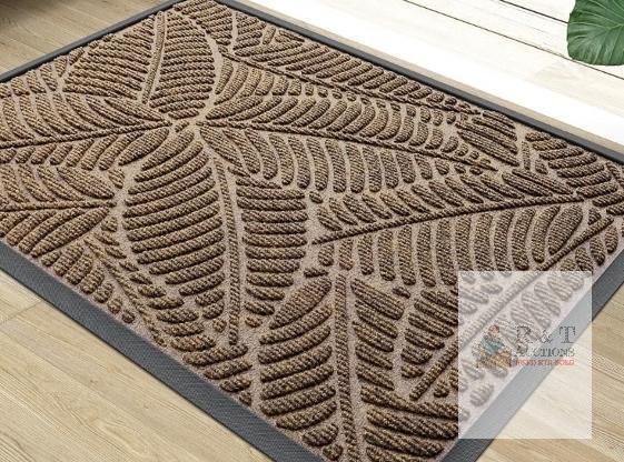 NEW Grandaily 48"x32" Non-Slip Natural Rubber Front Door Mat with Raised Leaf Pattern