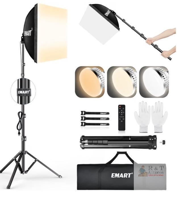 NEW EMART 16"x16" Softbox Lighting Kit, 85W LED, 3000K&ndash;6000K, Remote Control, Adjustable Stand