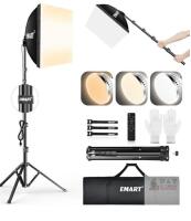 NEW EMART 16"x16" Softbox Lighting Kit, 85W LED, 3000K&ndash;6000K, Remote Control, Adjustable Stand