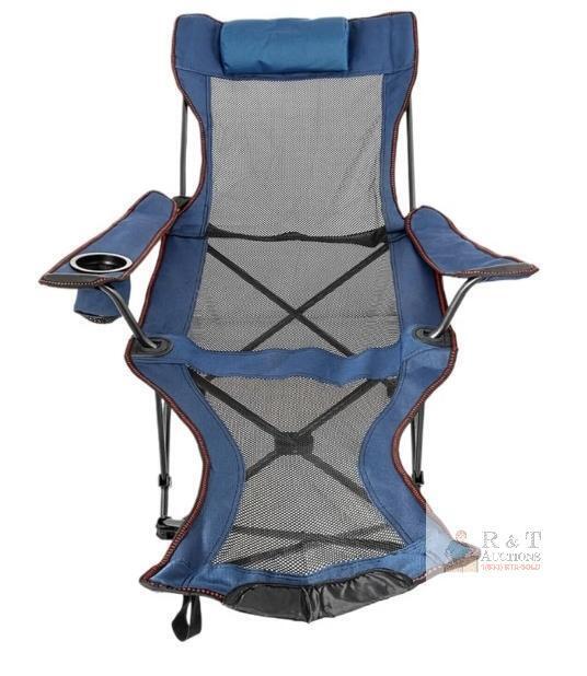 NEW Outdoor Folding Camp Chair with Backrest and Footrest, Blue, 330 lbs Capacity