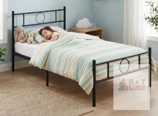 NEW GMYHOME Single Metal Bed Frame with Headboard and Footboard, Black, 77.95 x 38.98 x 31.5 inches