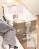 Bedside Baby Bassinet Crib with Drop-Down Side, Mesh, Storage Basket, 35"x21" Adjustable Height - 3