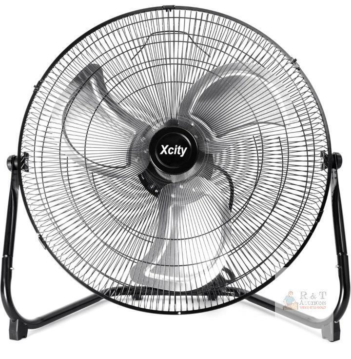 NEW Xcity 20" Metal Floor Fan, 4650 CFM, 3-Speed, 360&deg; Tilt, Heavy Duty Industrial, Black