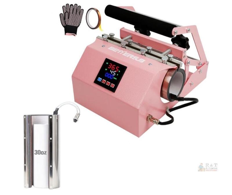 NEW Beaverlab Pink Mug/Tumbler Heat Press, Digital LCD, 500W, 30oz Compatible, Accessories Included