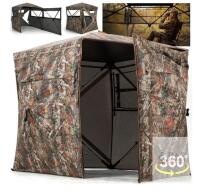 NEW HUNTSEN Portable Hunting Blind 360&deg; See-Through Camo | 83"x58"x66", Dual Door, Includes Bag