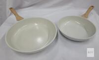 NEW Sensarte Ceramic Nonstick Frying Pan Set &ndash; 9.5" & 11" Pans, White with Speckles