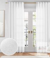 NEW White Linen-Textured Semi-Sheer Curtain Panels, 50" x 84", Set of 2