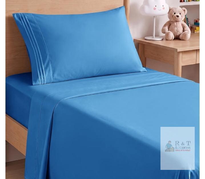 new Twin Size 3-Piece Bed Sheet Set, Royal Blue, Microfiber, Deep Pocket, Wrinkle-Free