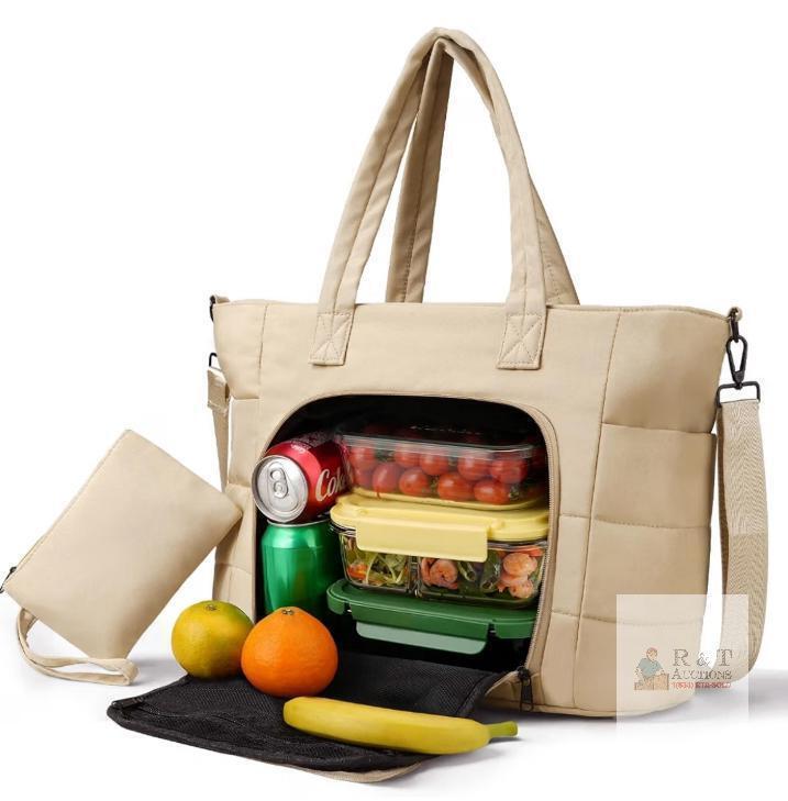 NEW Dadanism Taupe 2-in-1 Laptop Tote Bag 15.35"x5.71"x11.42", Fits 16" Laptop, Insulated Lunch Compartment